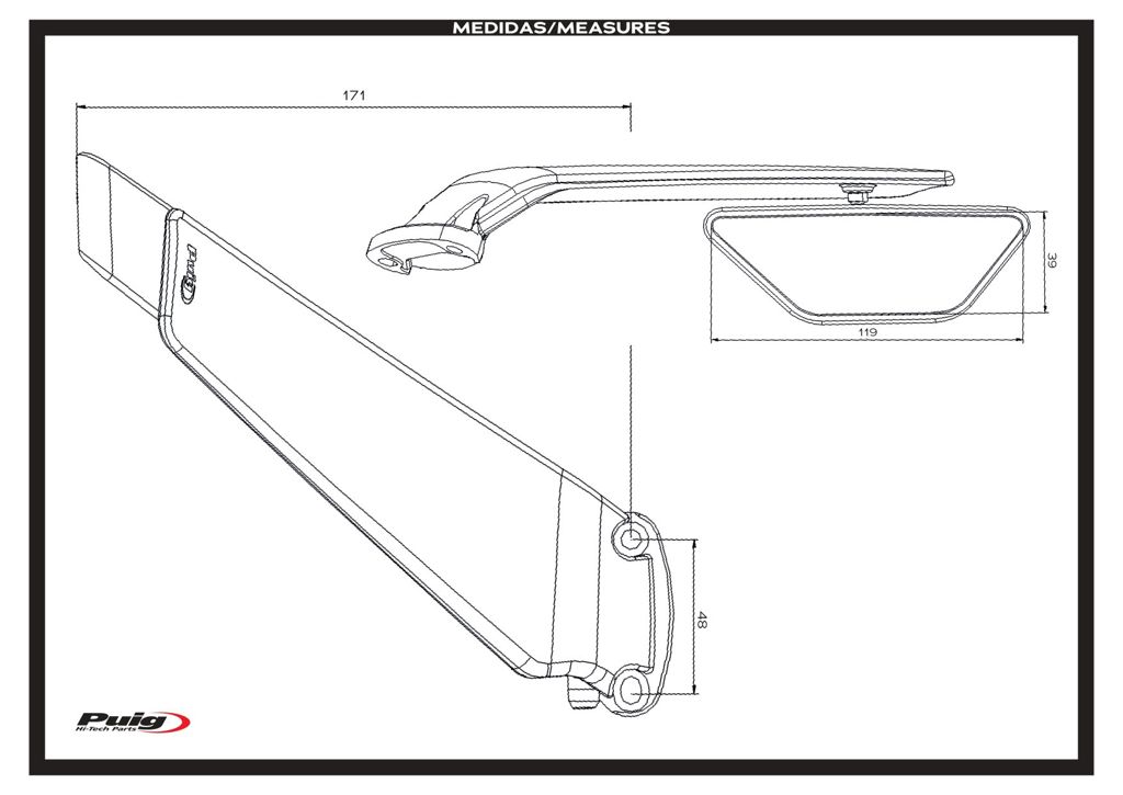 Kuipspiegel links model Aileron zwart Puig Kawasaki ZX6-R / ZX10-R